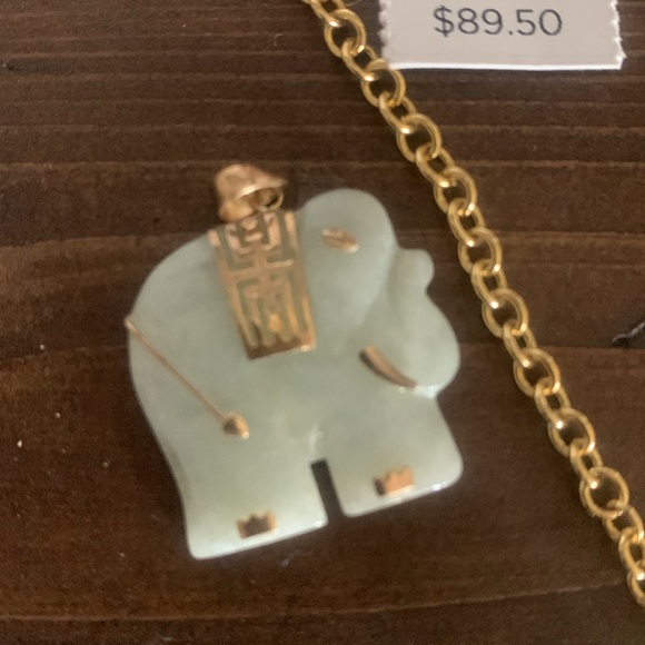 Talbots 2 layer gold chain 7 charms multi color bracelet and jade/gold pendant. - Picture 7 of 8